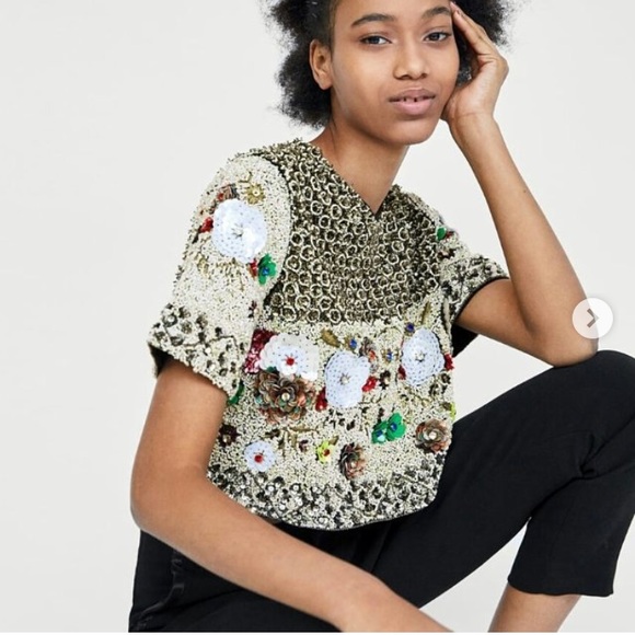 Zara limited edition bejewelled top new with tags - Picture 3 of 8